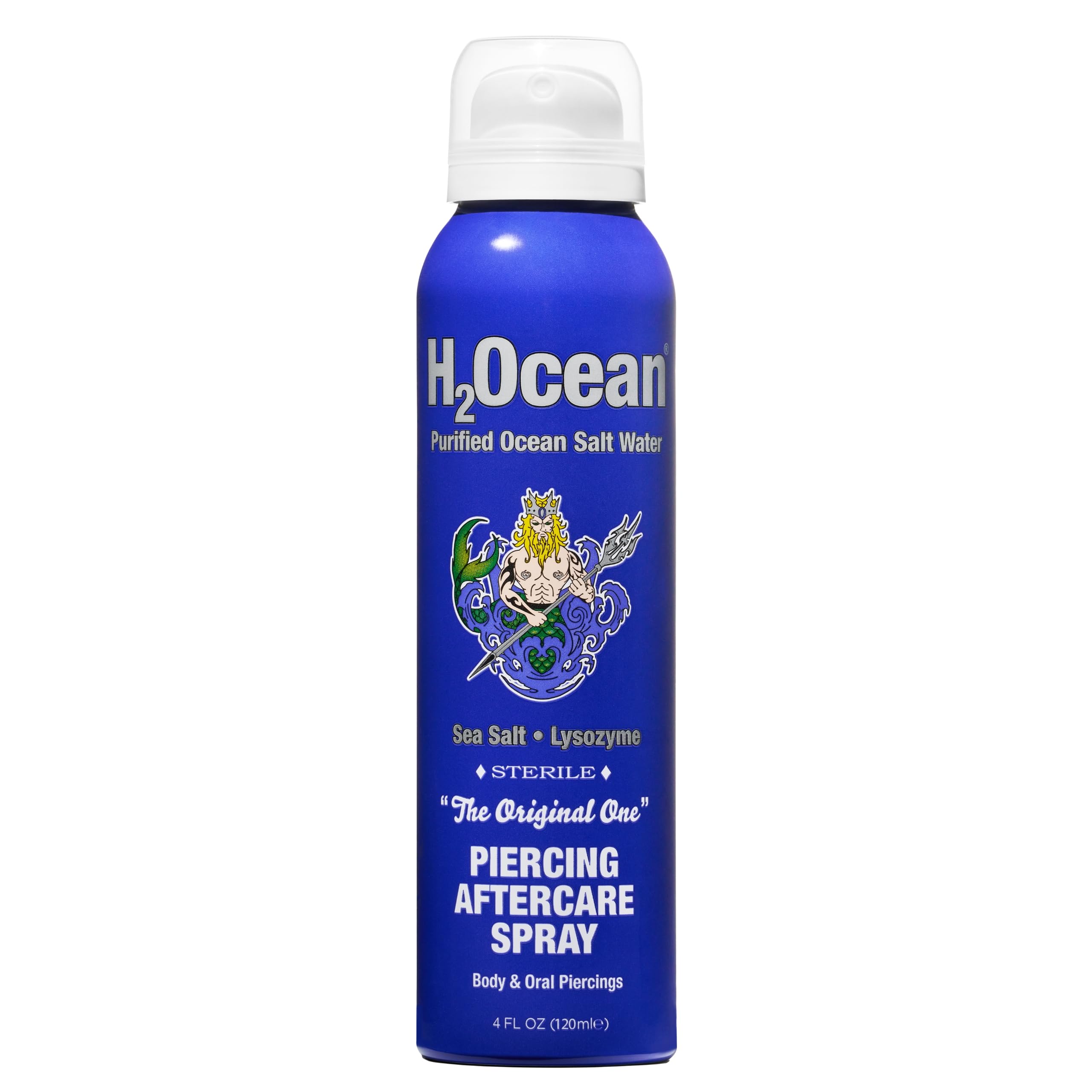 H2Ocean piercing aftercare spray 360-degree mist for easy touch-free application.