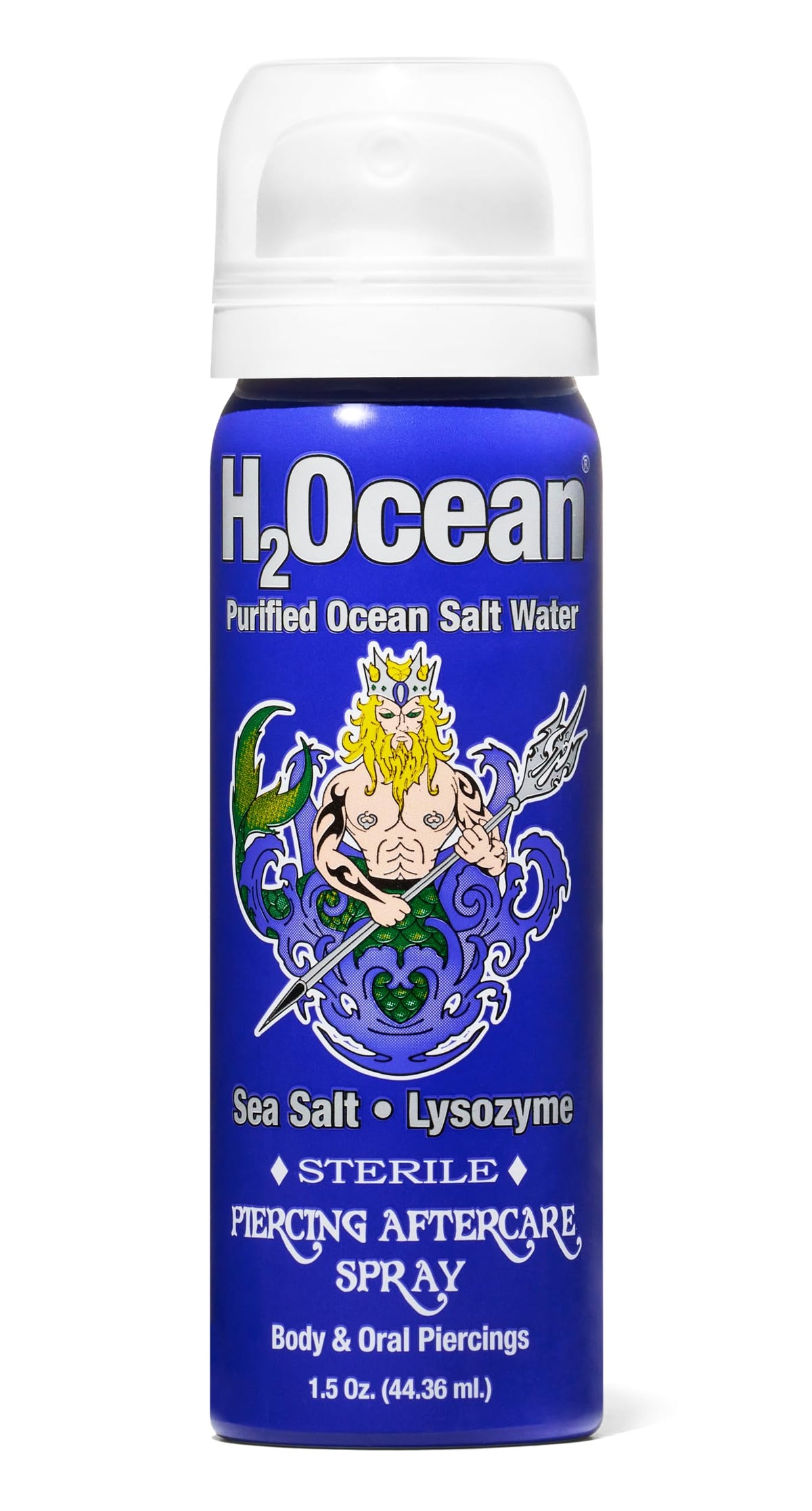 H2Ocean piercing aftercare spray bottle closeup for gentle cleansing