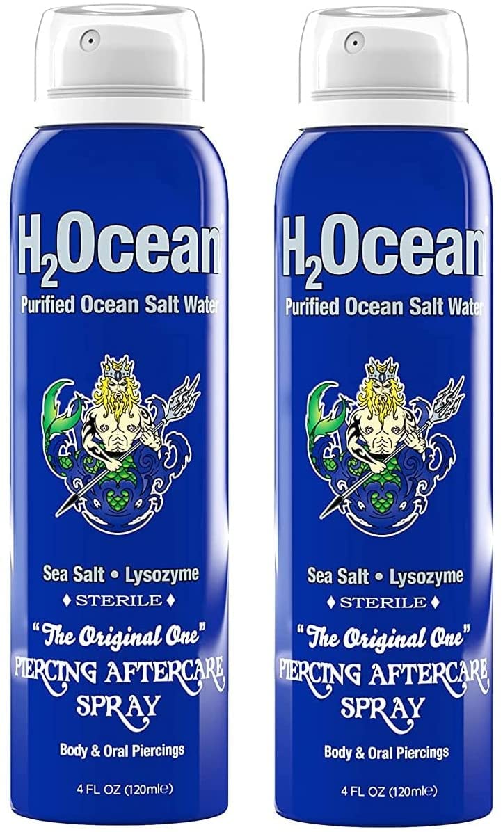 H2Ocean piercing aftercare spray bottle offers convenient cleansing for all piercings