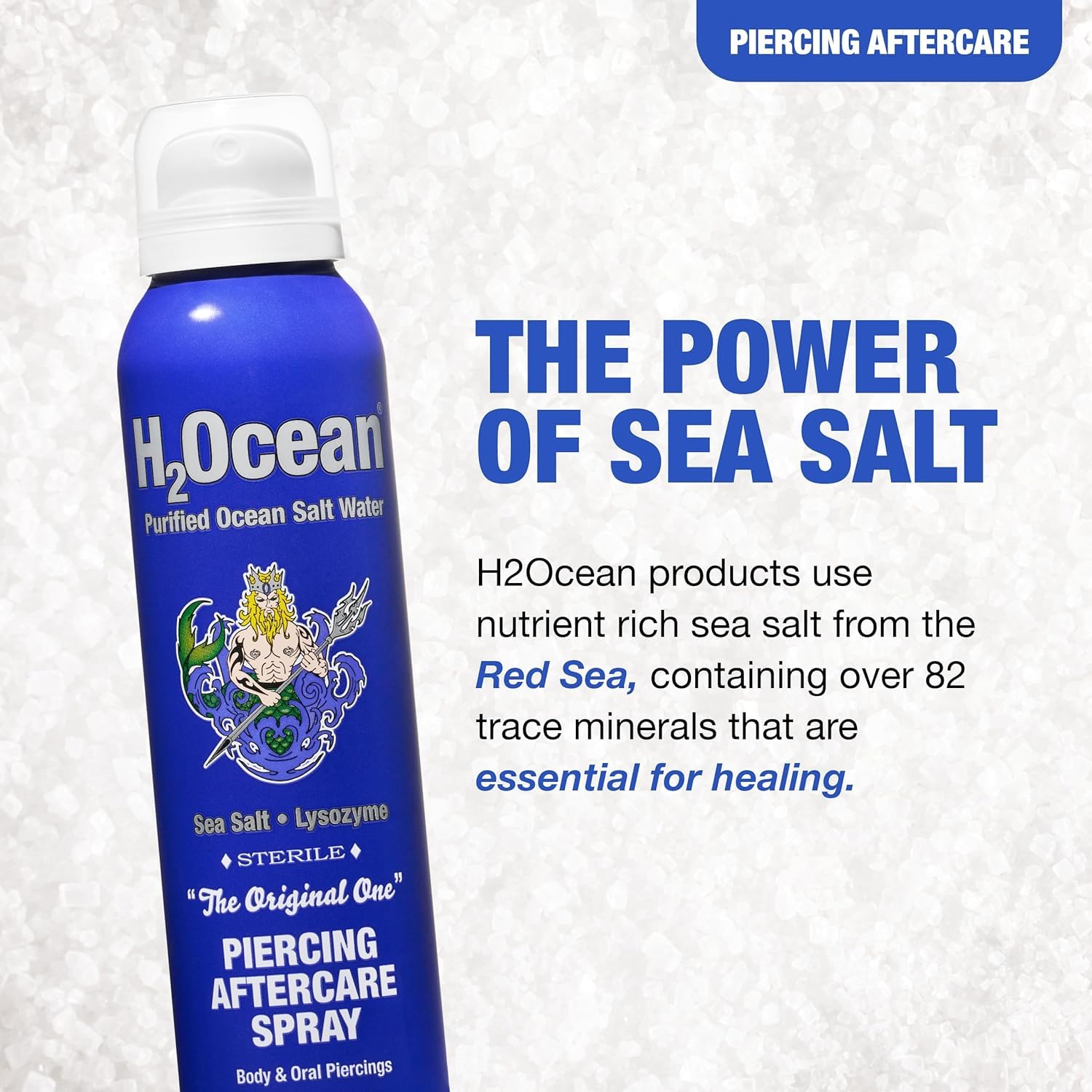 H2Ocean piercing cleaning solution packaging communicates value and easy application