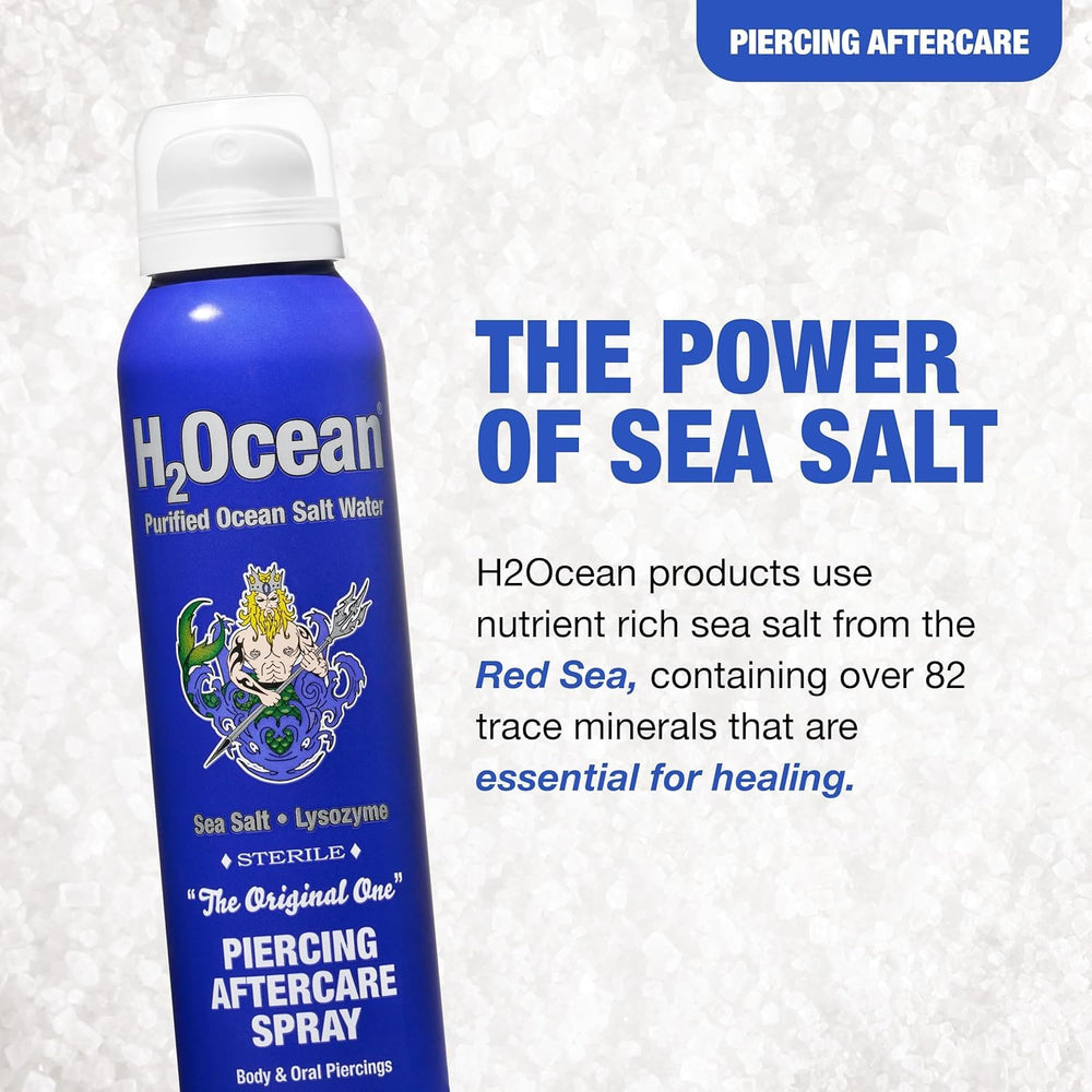 H2Ocean piercing cleaning solution packaging communicates value and easy application