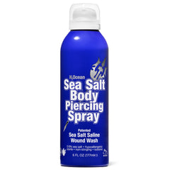 H2Ocean sea salt piercing spray bottle front view for easy cleansing after piercing