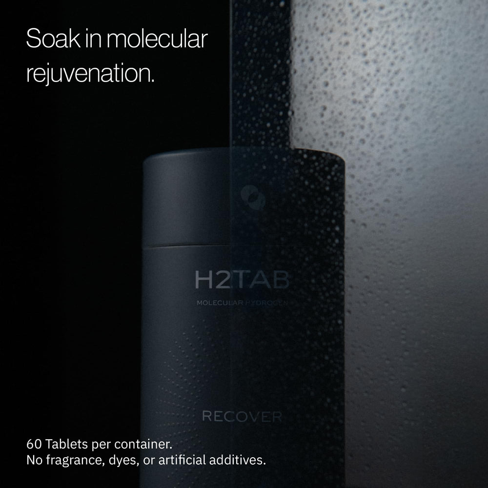 H2TAB bottle closeup shows fragrance-free formula for pure magnesium-hydrogen therapy