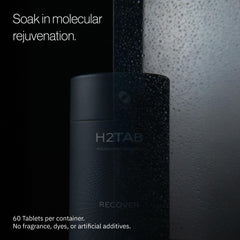 H2TAB bottle closeup shows fragrance-free formula for pure magnesium-hydrogen therapy