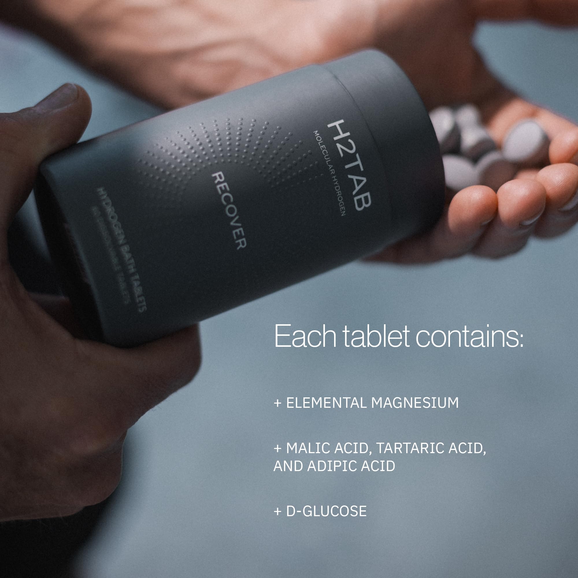 H2TAB full-body-bath-setup illustrates a calming, full-body soak