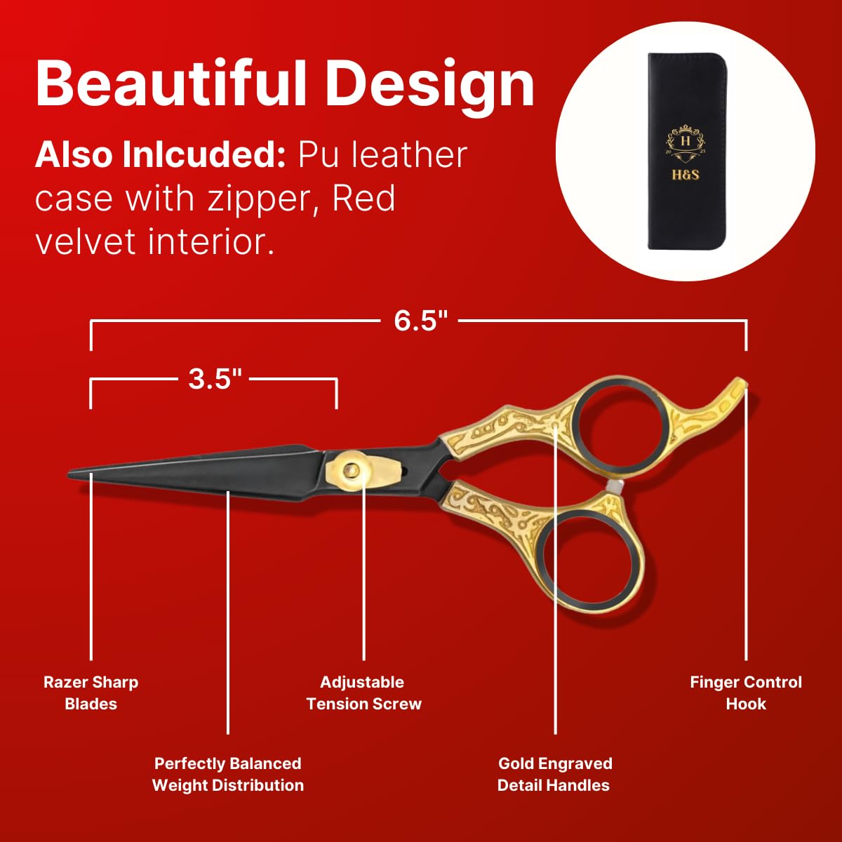 H&S GoldBlack scissors ideal for professional salons and barbershop use.