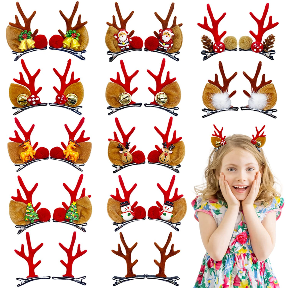 Haawooky reindeer hair clip collection shows 12 festive patterns for daily wear.
