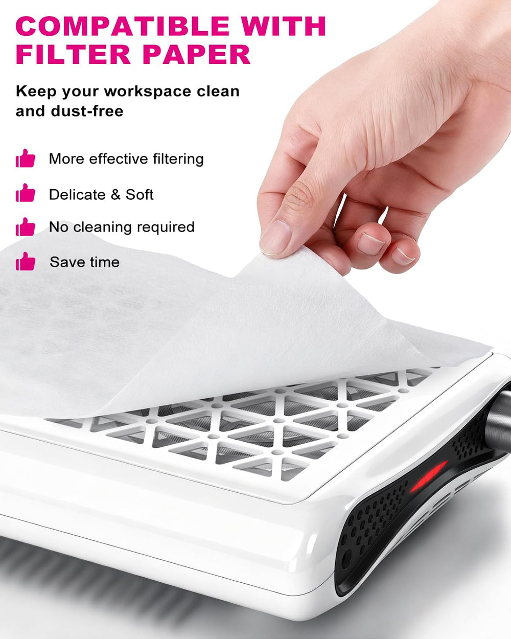 HACITECH Nail Dust Collector compact design fits neatly in small studios