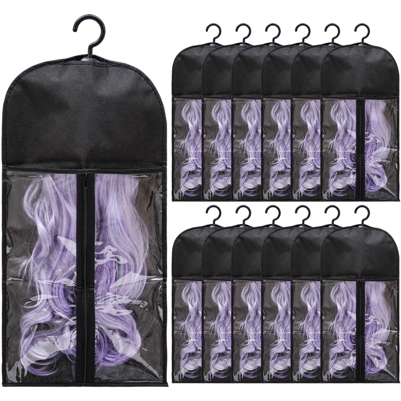 Hadwoer hair extension storage bag set with front view for easy identification