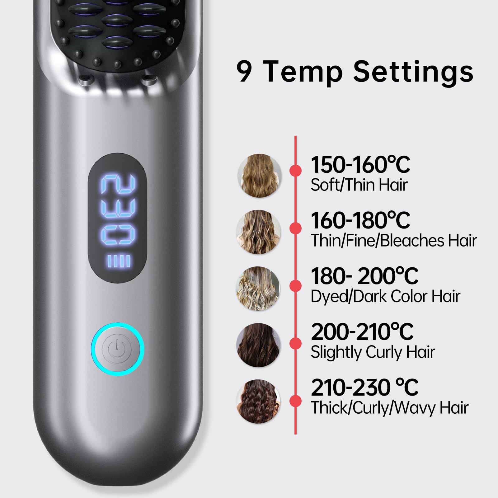 Hahahope nine temperature settings for diverse hair types and looks.