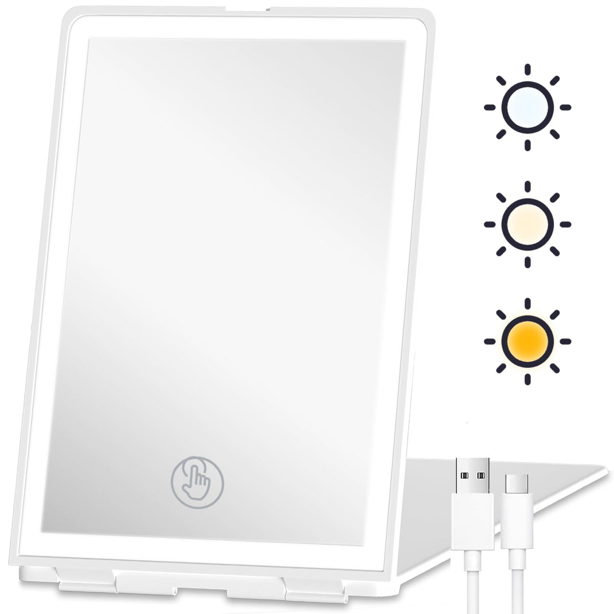Haikopoon travel makeup mirror folded-compact offers ultra-thin portability for on-the-go touchups.