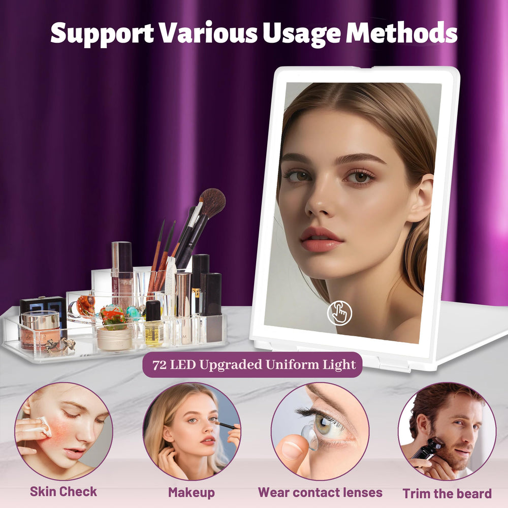 Haikopoon travel makeup mirror in-bag-friendly design fits purses and suitcases for easy travel.