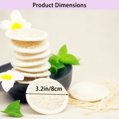 Haikuluo dual-sided loofah face scrubber showing deep cleanse and gentle brushing.