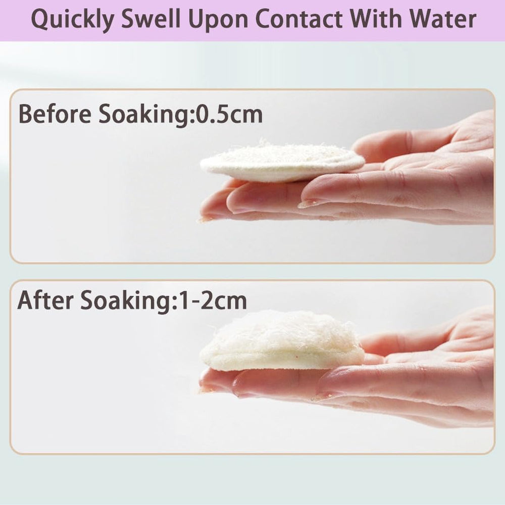 Haikuluo hanging-loop loofah sponges for easy drying and storage.