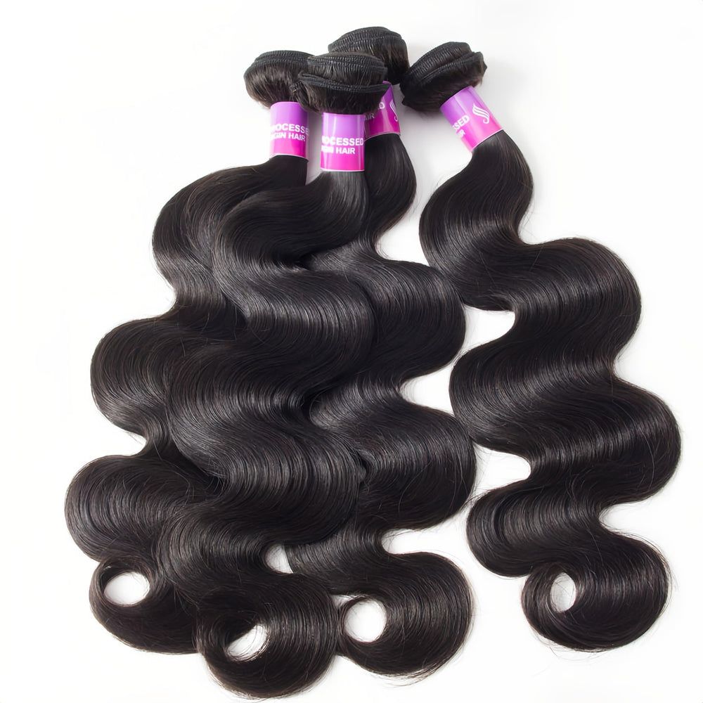 Hailriss 4-piece bundles set demonstrates full-head coverage and versatile styling options.