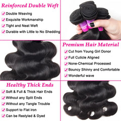 Hailriss Brazilian body-wave weft closeup highlights thick, tangle-free texture for natural movement.