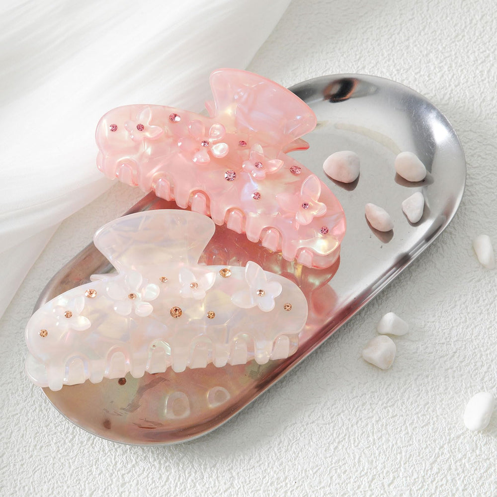 HAIMEIKANG acrylic flower hair claw clip front view for secure, stylish updos.