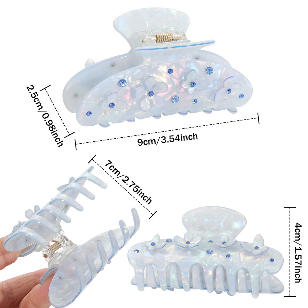 HAIMEIKANG acrylic flower hair clip detail flowers emphasizes delicate design with rhinestones for a refined look.