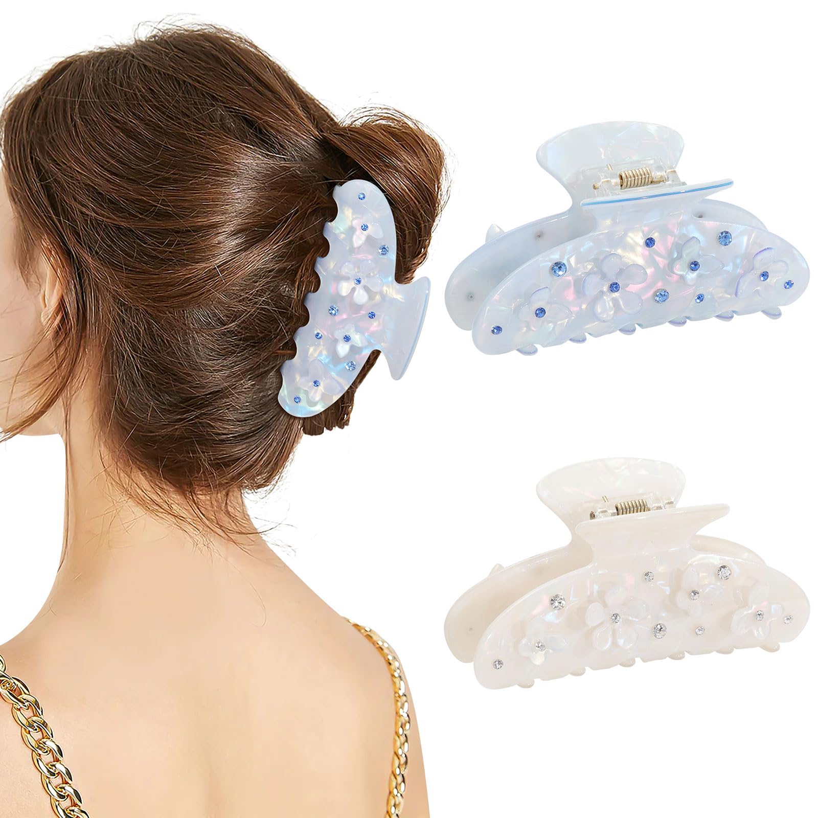 HAIMEIKANG acrylic flower hair clip rhinestones adds subtle sparkle for dressy or casual occasions.