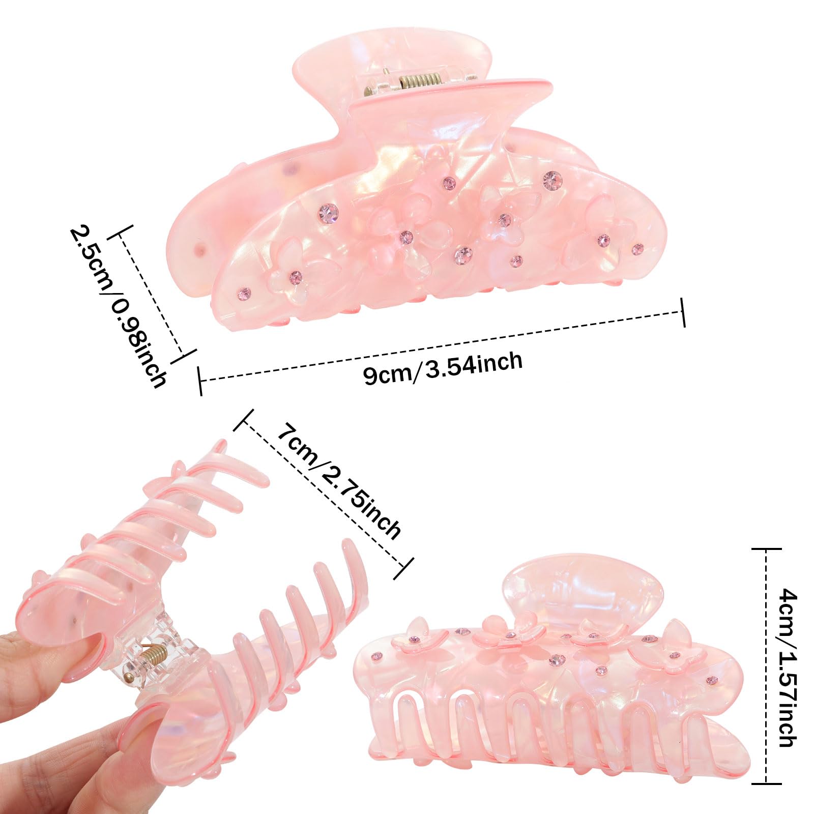 HAIMEIKANG large 9cm clip closeup highlights size and crystal accents.