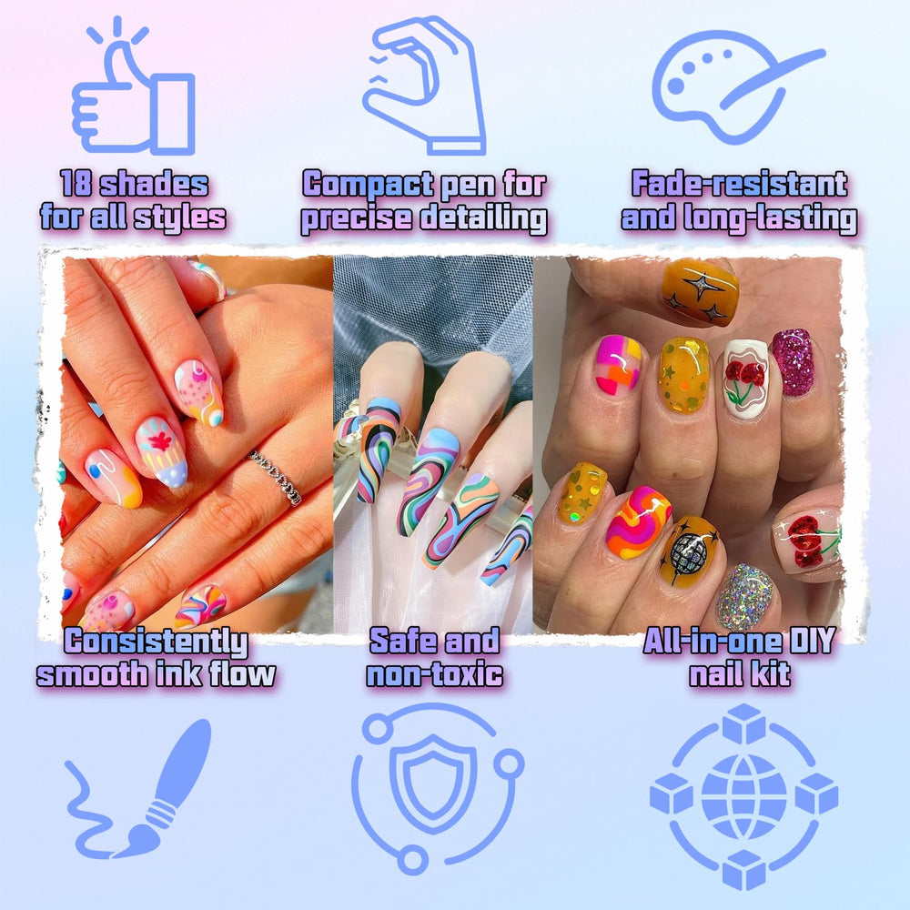 HAIOLORPRO 18-color set displays bold and metallic shades for nails.