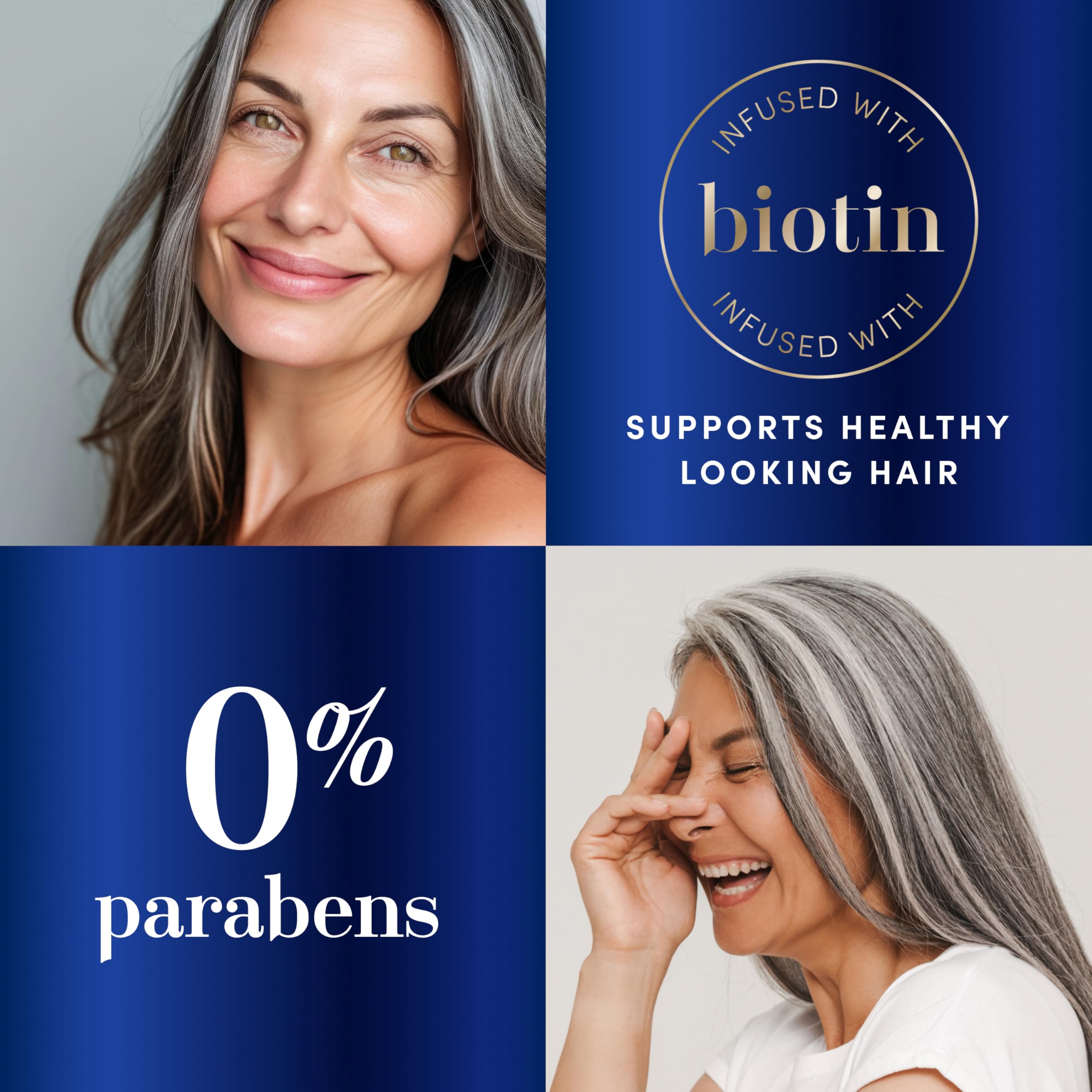 Hair Biology grey hair with dullness neutralized after using the set