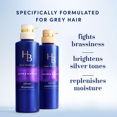Hair Biology purple shampoo lather demonstrates color correcting action for brassiness