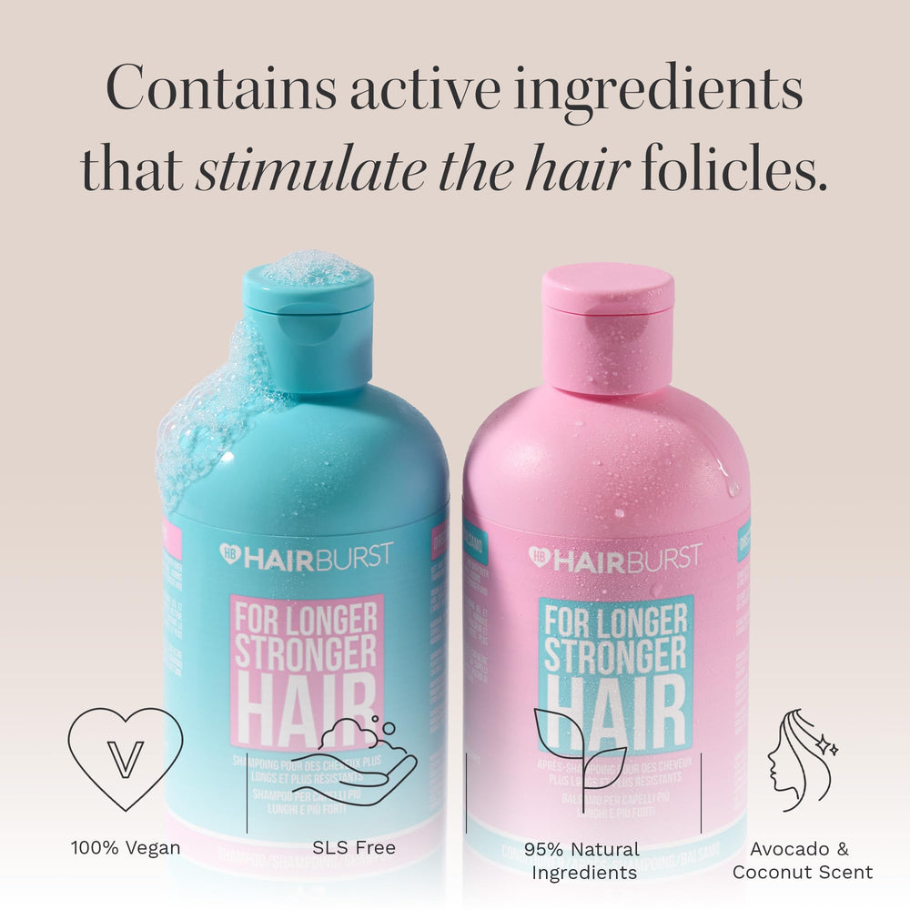 HAIR BURST Conditioner tube highlights smoother detangled ends after use.