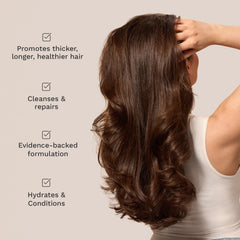 HAIR BURST Shampoo foam close-up shows rich lather for gentle cleanse.