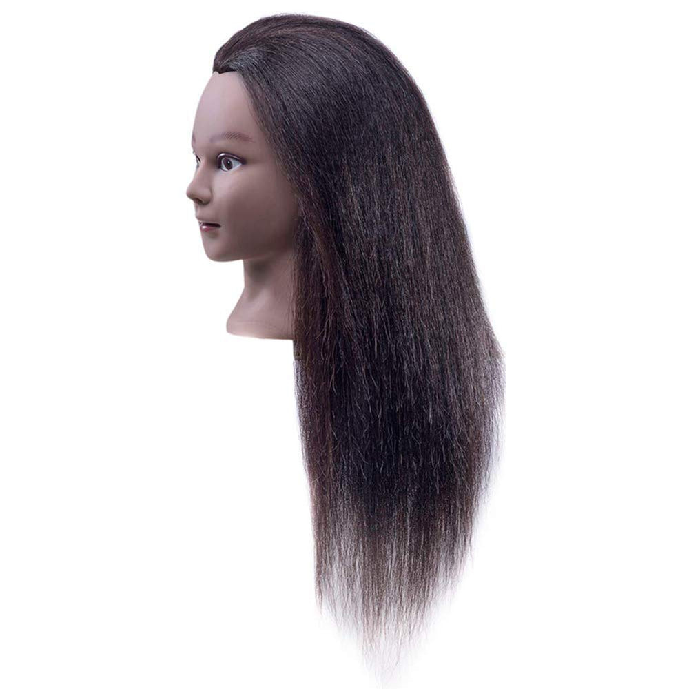Hair By DK mannequin head side view showing 22-24 inch length for styling versatility