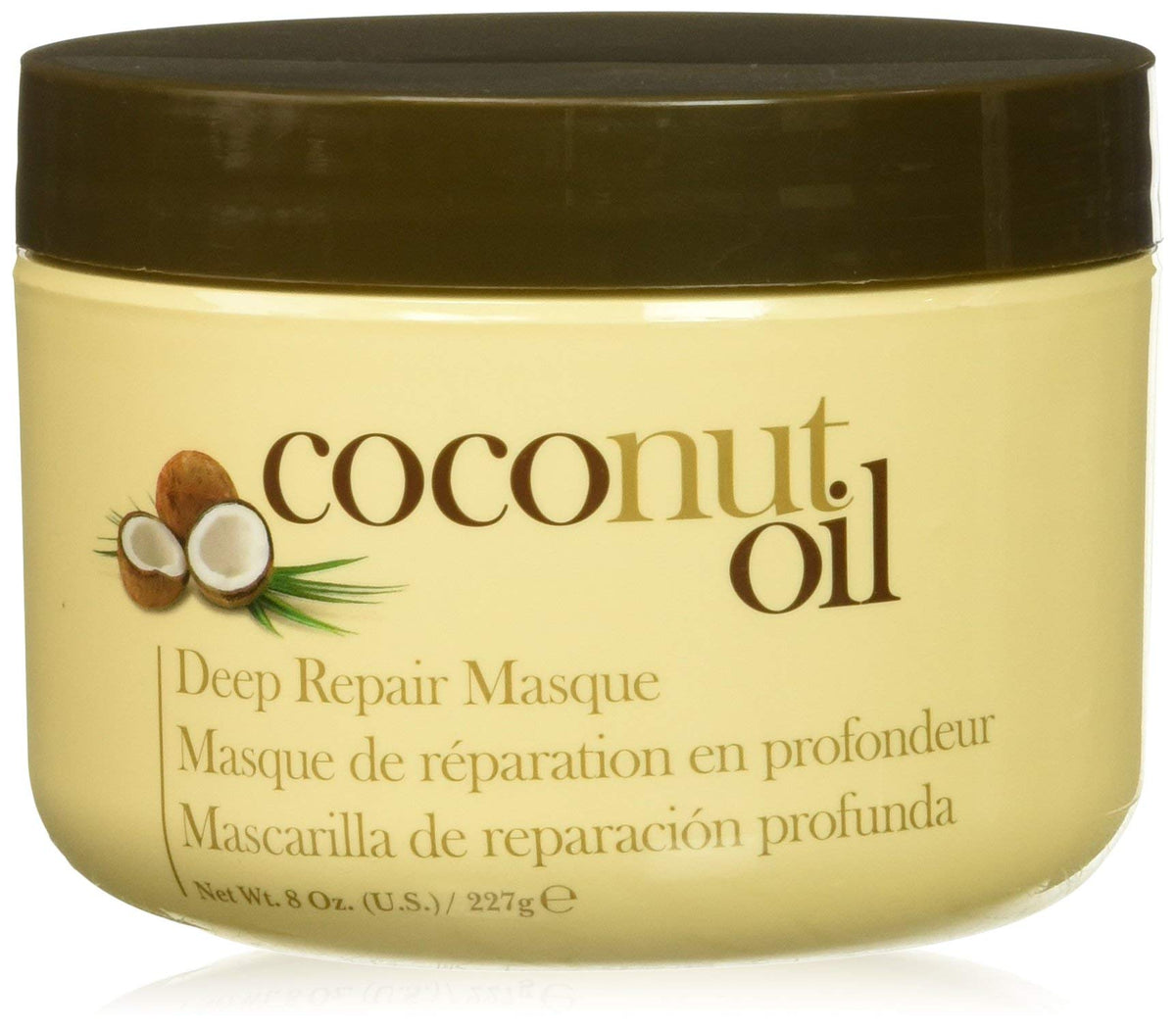 Hair Chemist Coconut Oil Deep Repair Masque packaging showcases premium conditioning for damaged hair.