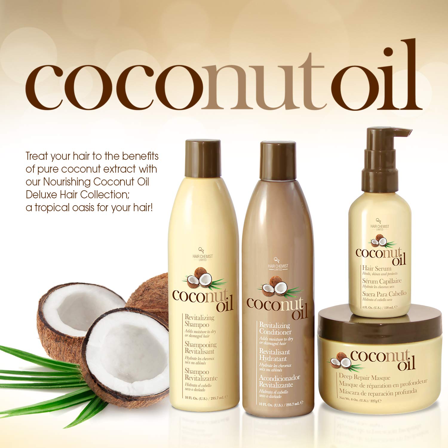 Hair Chemist Coconut Oil Deep Repair Masque scalp nourishment visual suggests healthy roots.