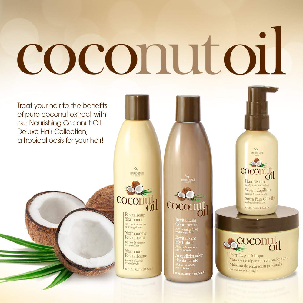 Hair Chemist Coconut Oil Deep Repair Masque scalp nourishment visual suggests healthy roots.