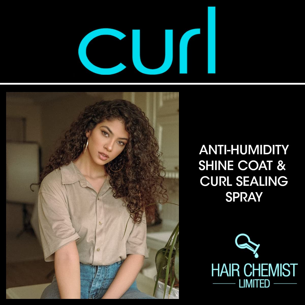 Hair Chemist CURL elasticity boost spray demonstrates added bounce on curls.