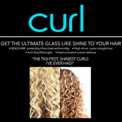 Hair Chemist CURL frizz-control mist demonstrates smoother curls.