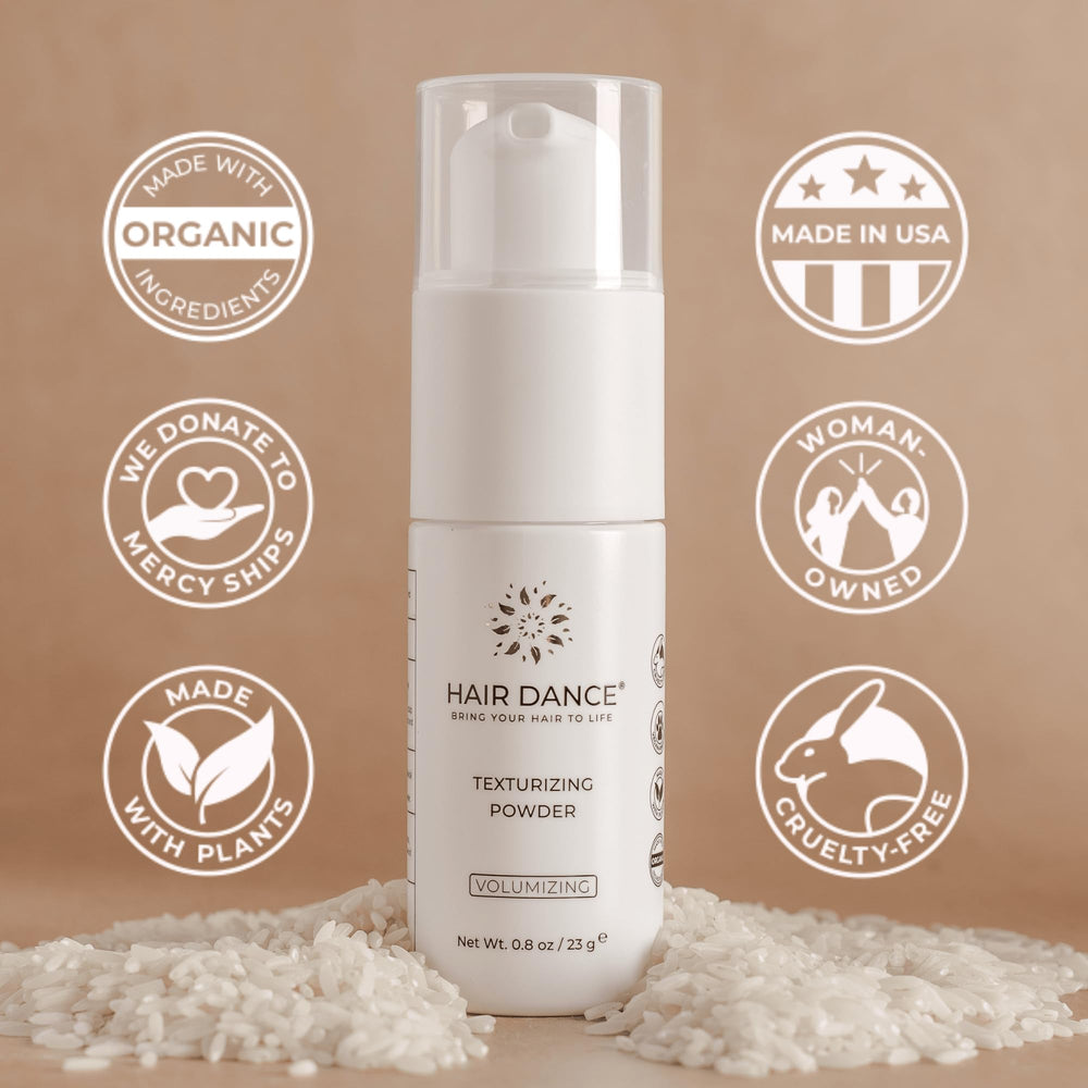 Hair Dance volumizing powder application demonstrates fingertip blending for subtle, lasting lift.