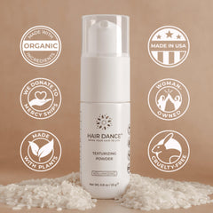 Hair Dance volumizing powder application demonstrates fingertip blending for subtle, lasting lift.