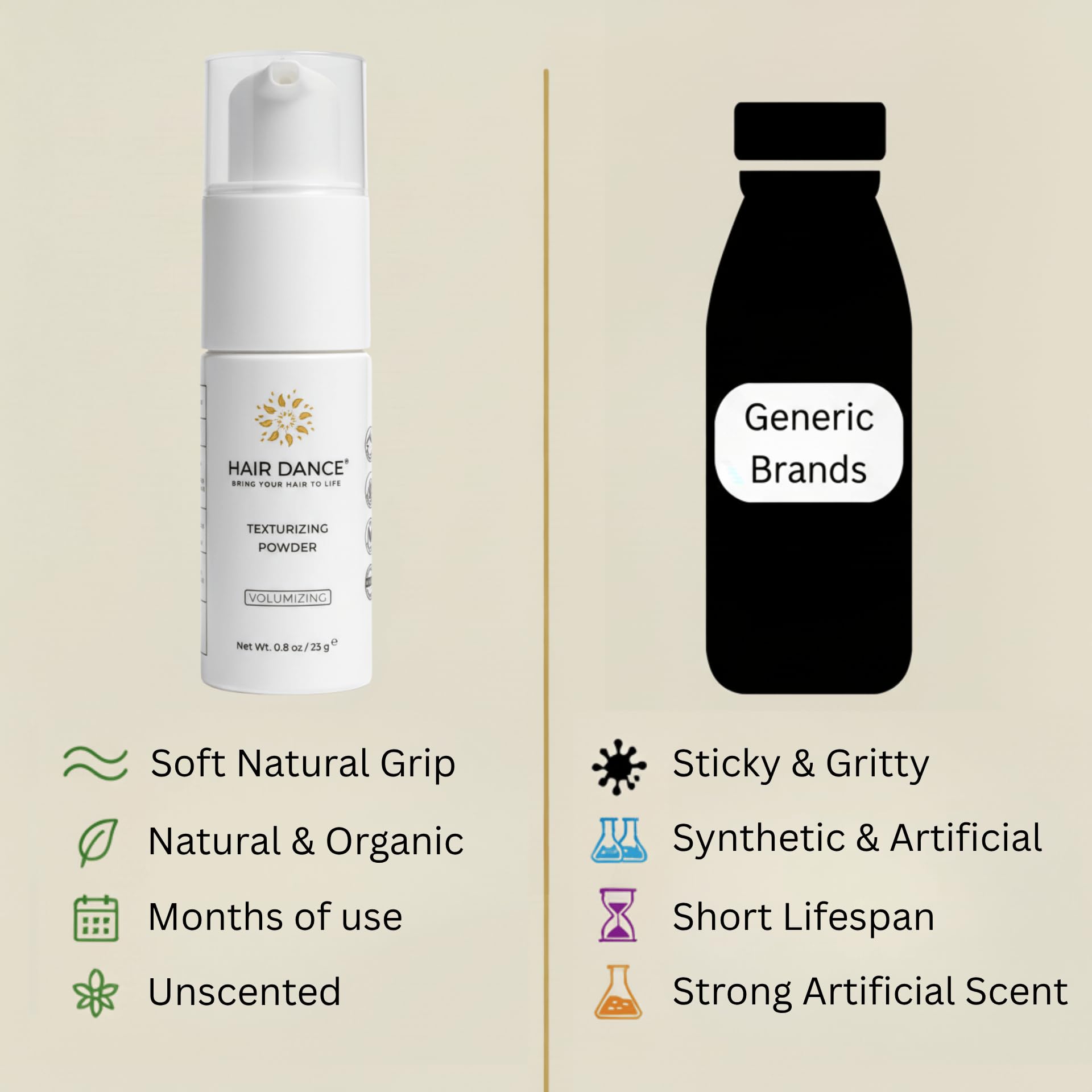 Hair Dance volumizing powder unscented formula shown for fragrance-free styling.
