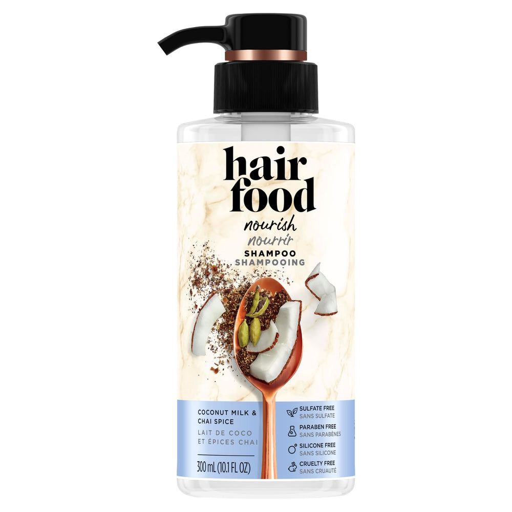 Hair Food Shampoo Coconut Milk Chai Spice bottle with soothing fragrance for daily cleansing