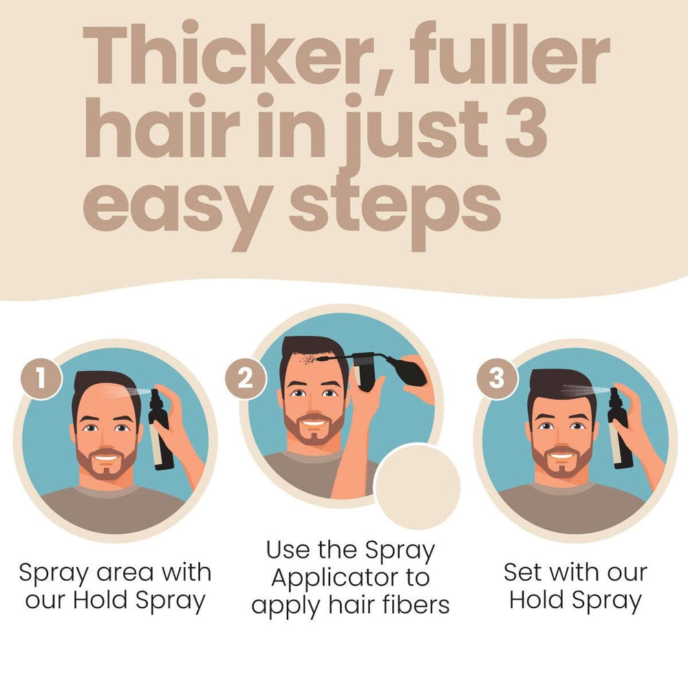 Hair Illusion applicator enables precise fiber placement for even coverage.