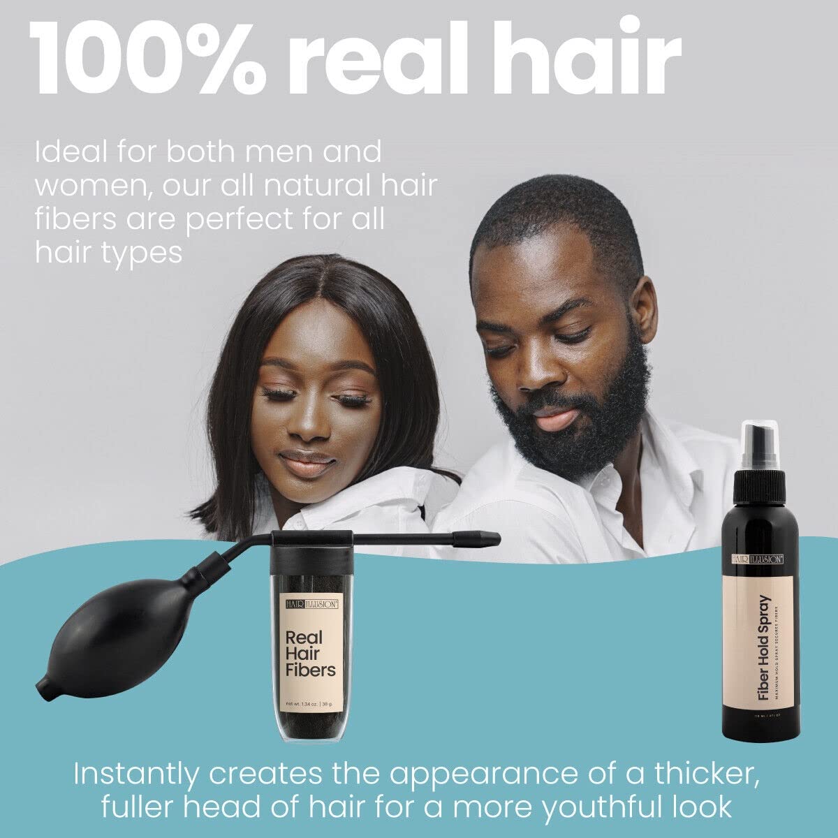 Hair Illusion natural fibers provide discreet coverage for scars and patchy beards.