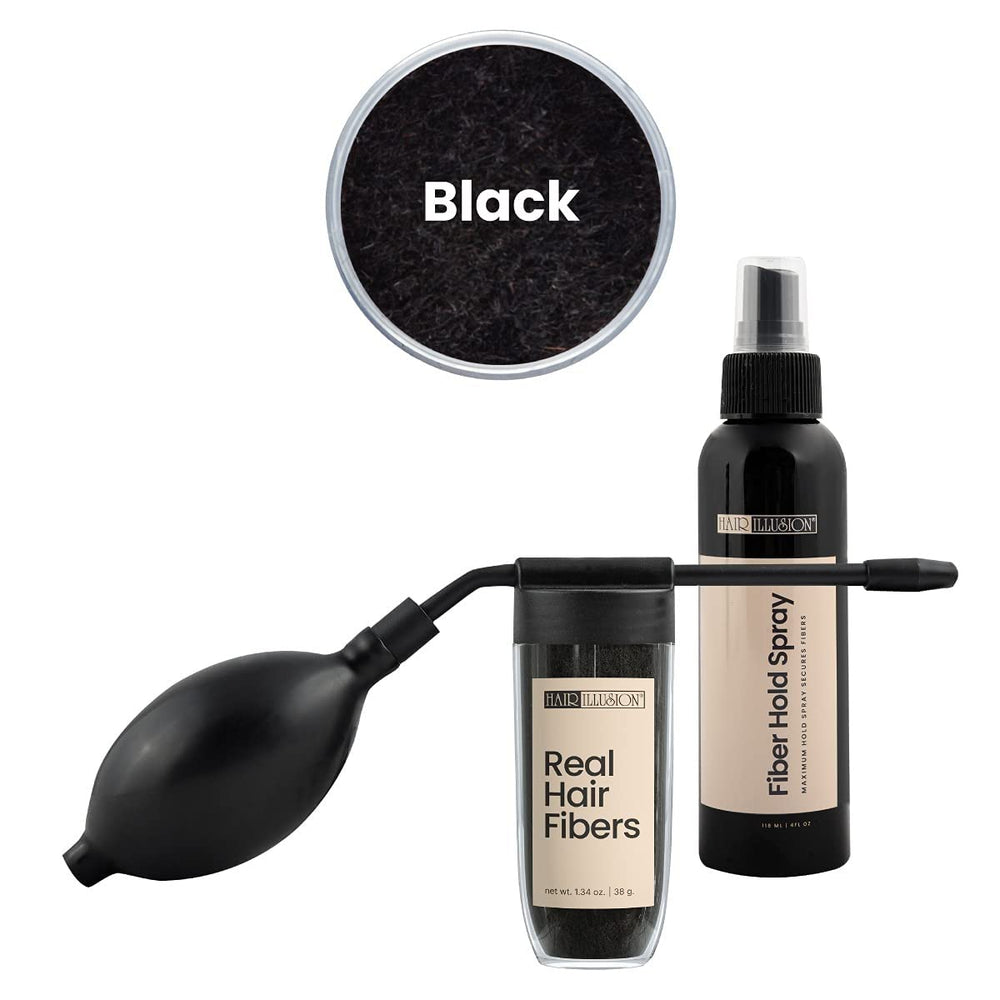 Hair Illusion shade-black kit option helps match dark hair tones for seamless results.