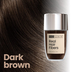 Hair Illusion Dark Brown application closeup shows natural fibers blending with real hair.