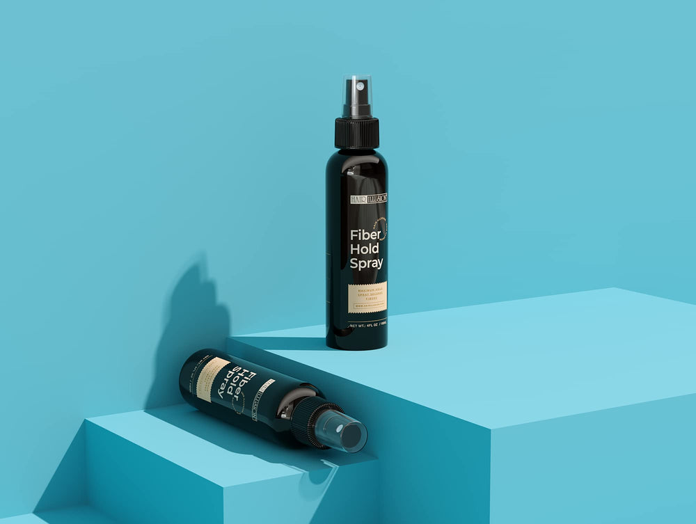 Hair Illusion Fiber Hold Spray on beard enables steady fiber placement