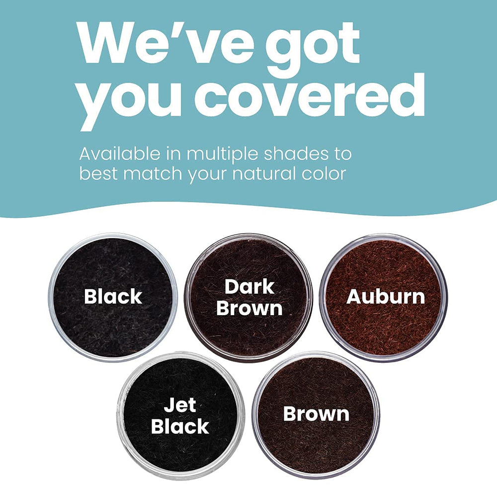 Hair Illusion natural fibers blend with real hair for a natural look.