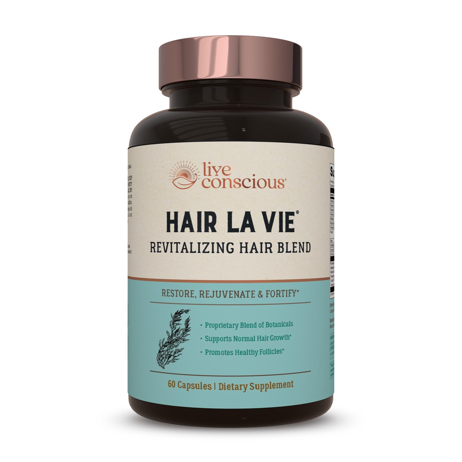 Hair La Vie Live Conscious bottle front view for daily hair health support