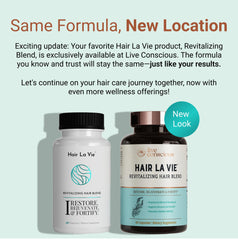 Hair La Vie Live Conscious Capsules closeup highlights potent biotin for nourishment