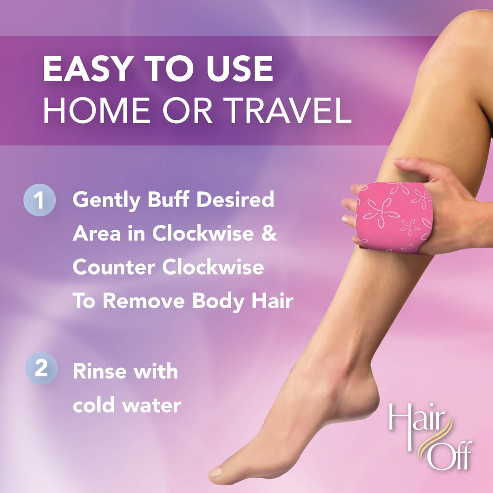 Hair Off mitten close-up emphasizes skin-smoothing and exfoliation benefits