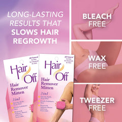 Hair Off mitten chemical-free design supports at-home, odor-free grooming
