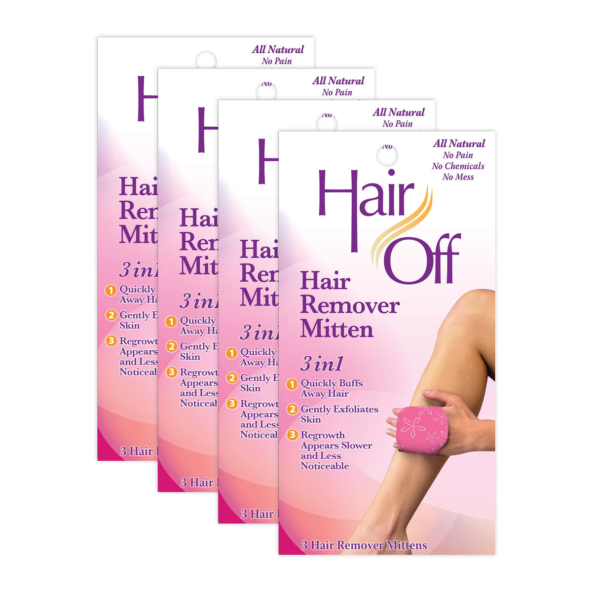 Hair Off mitten closeup exfoliation for smoother skin and touch-up results